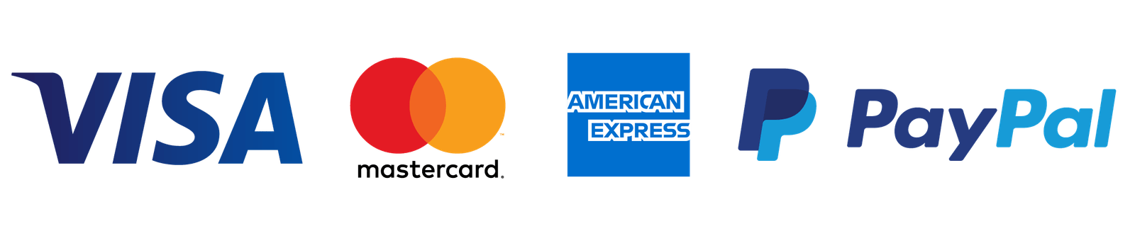 Accepted payment methods: Visa, Mastercard, American Express, PayPal